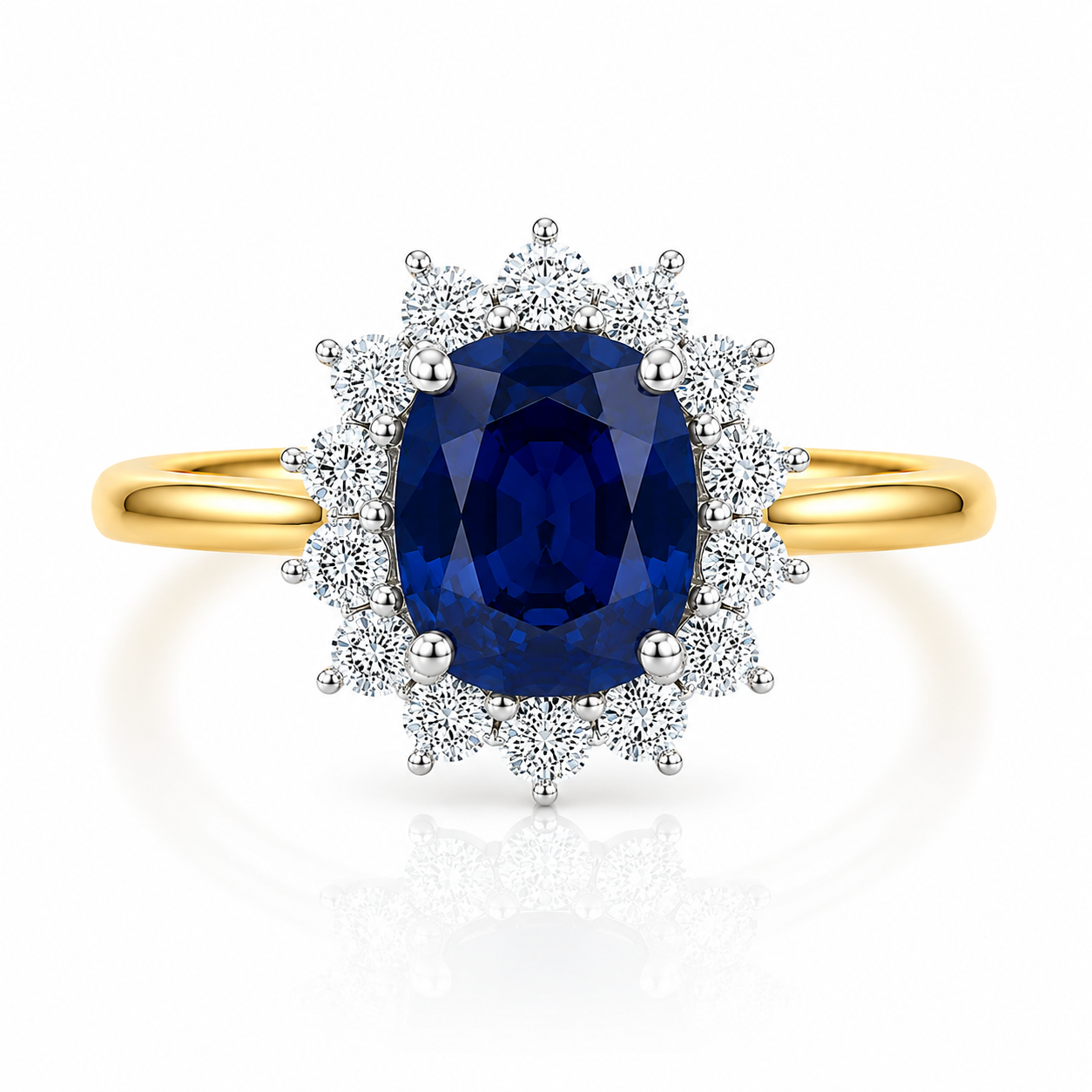 9kt Lab Grown Sapphire and Diamond Cluster Dress Ring