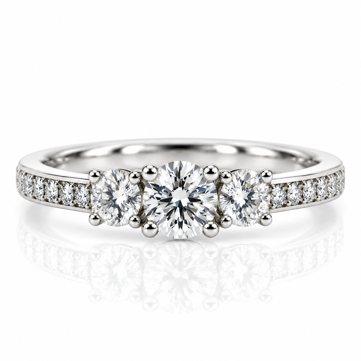 18kt Brilliant Cut Diamond Three Stone Engagement Ring