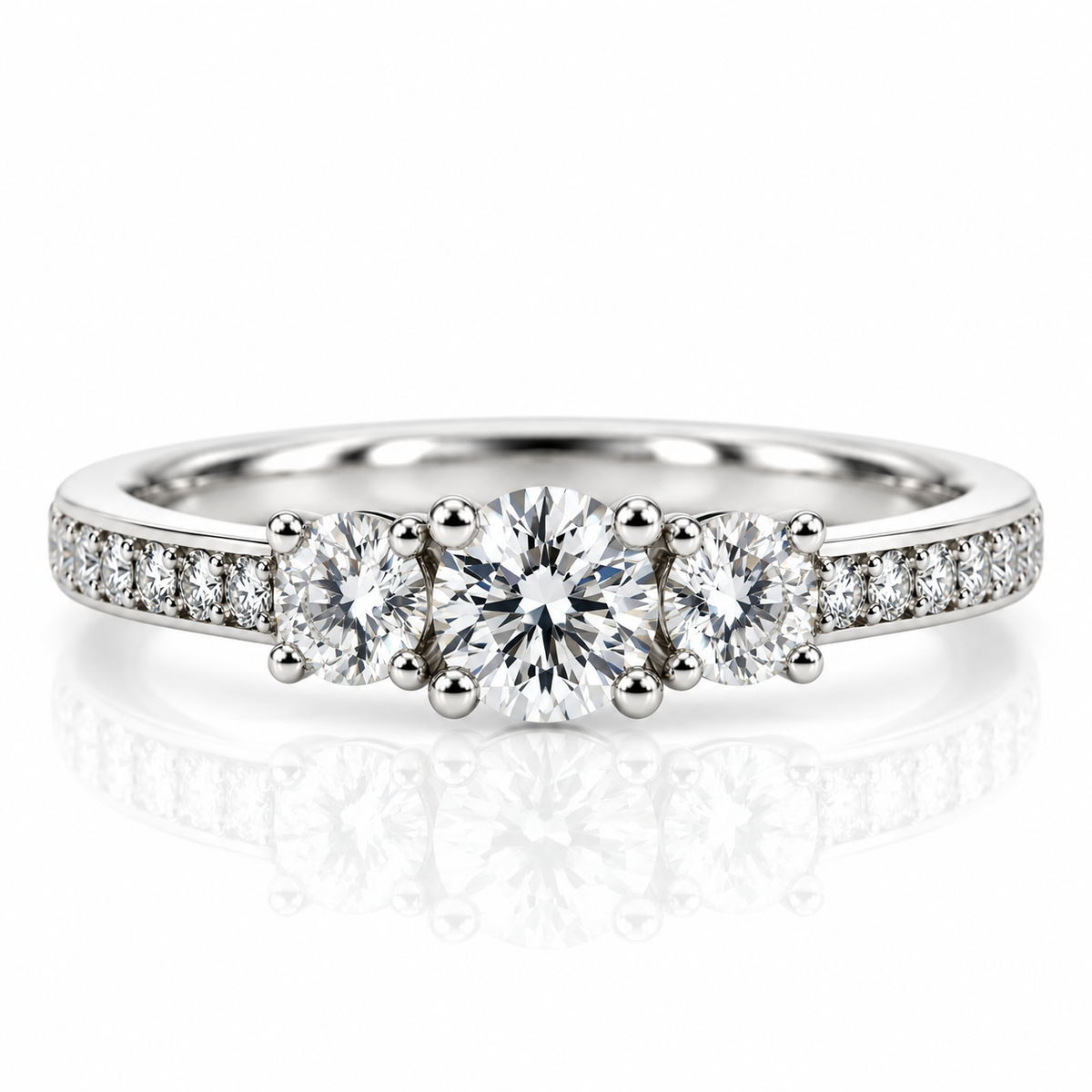 18kt Brilliant Cut Diamond Three Stone Engagement Ring