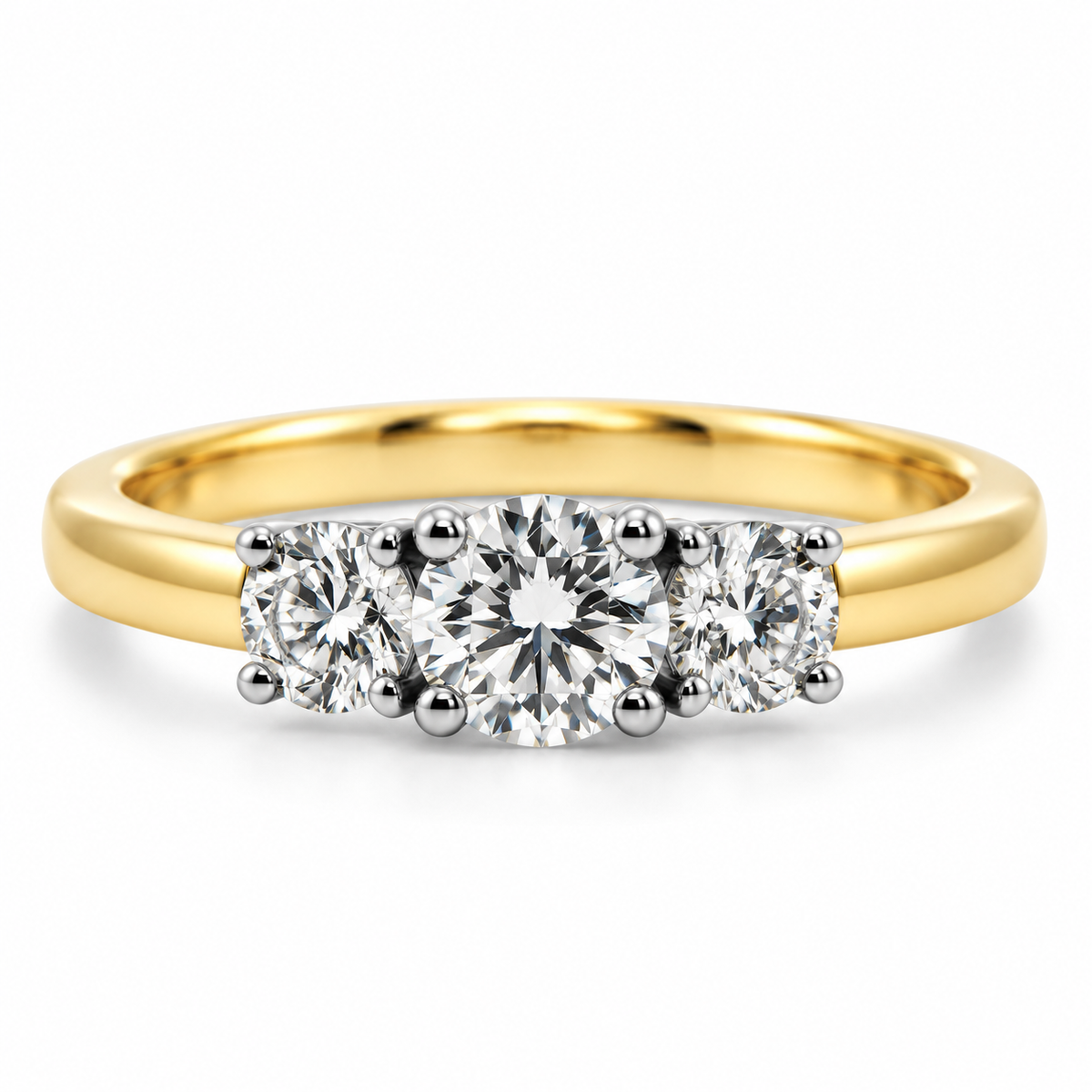 18kt Brilliant Cut Three Stone Diamond Engagement Ring