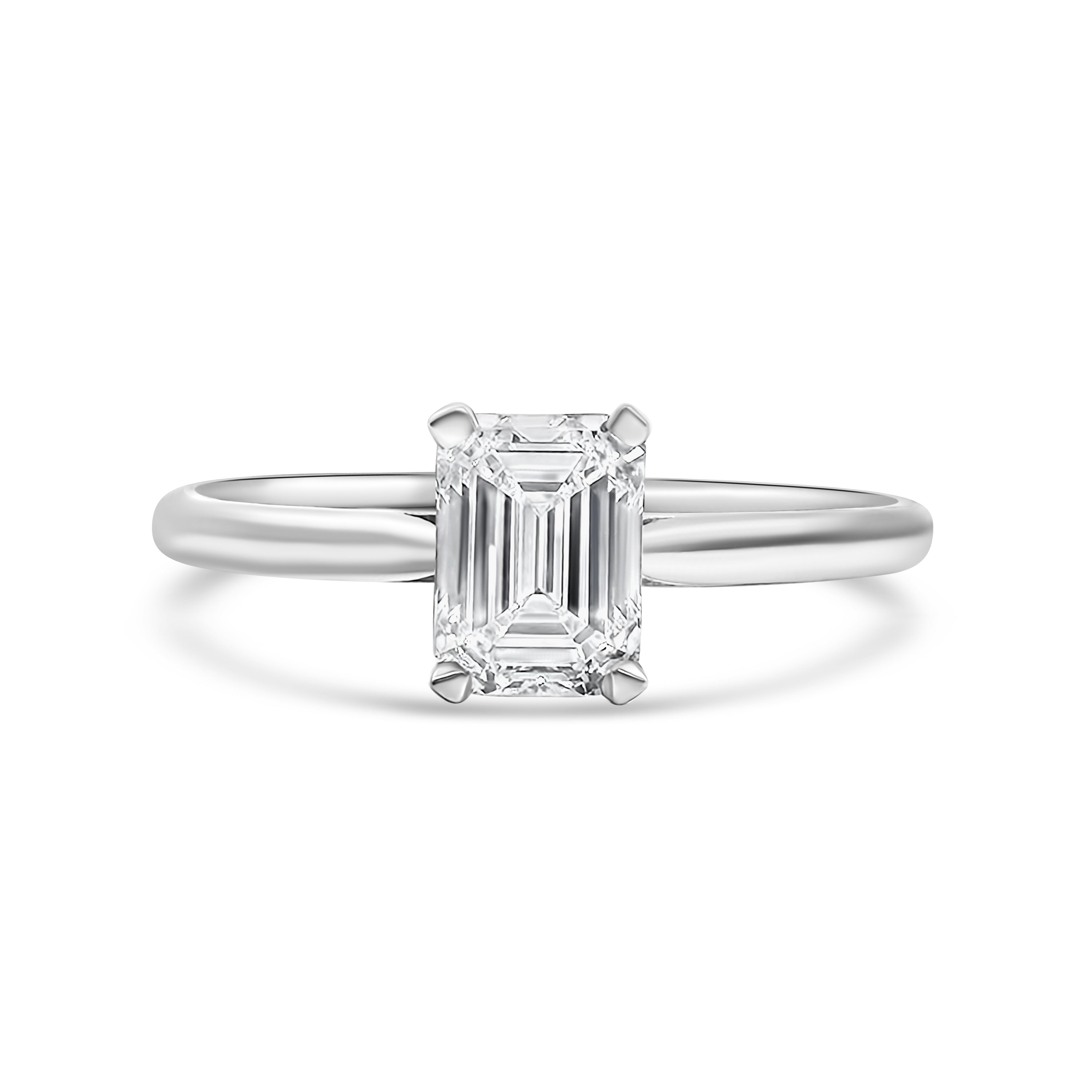 Lab Diamond Platinum Emerald Cut Solitaire Engagement Ring