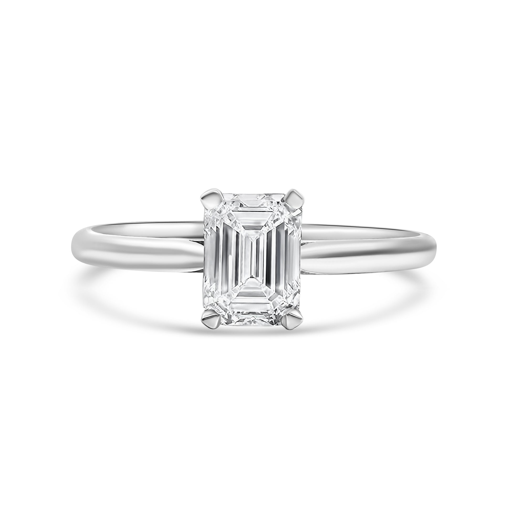 Lab Diamond Platinum Emerald Cut Solitaire Engagement Ring