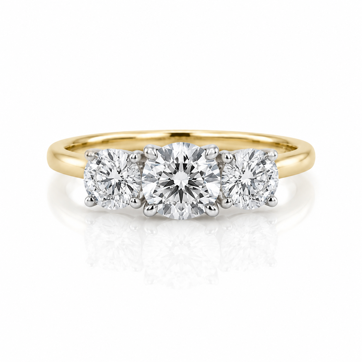 Lab Diamond 18kt Brilliant Cut Three Stone Engagement Ring