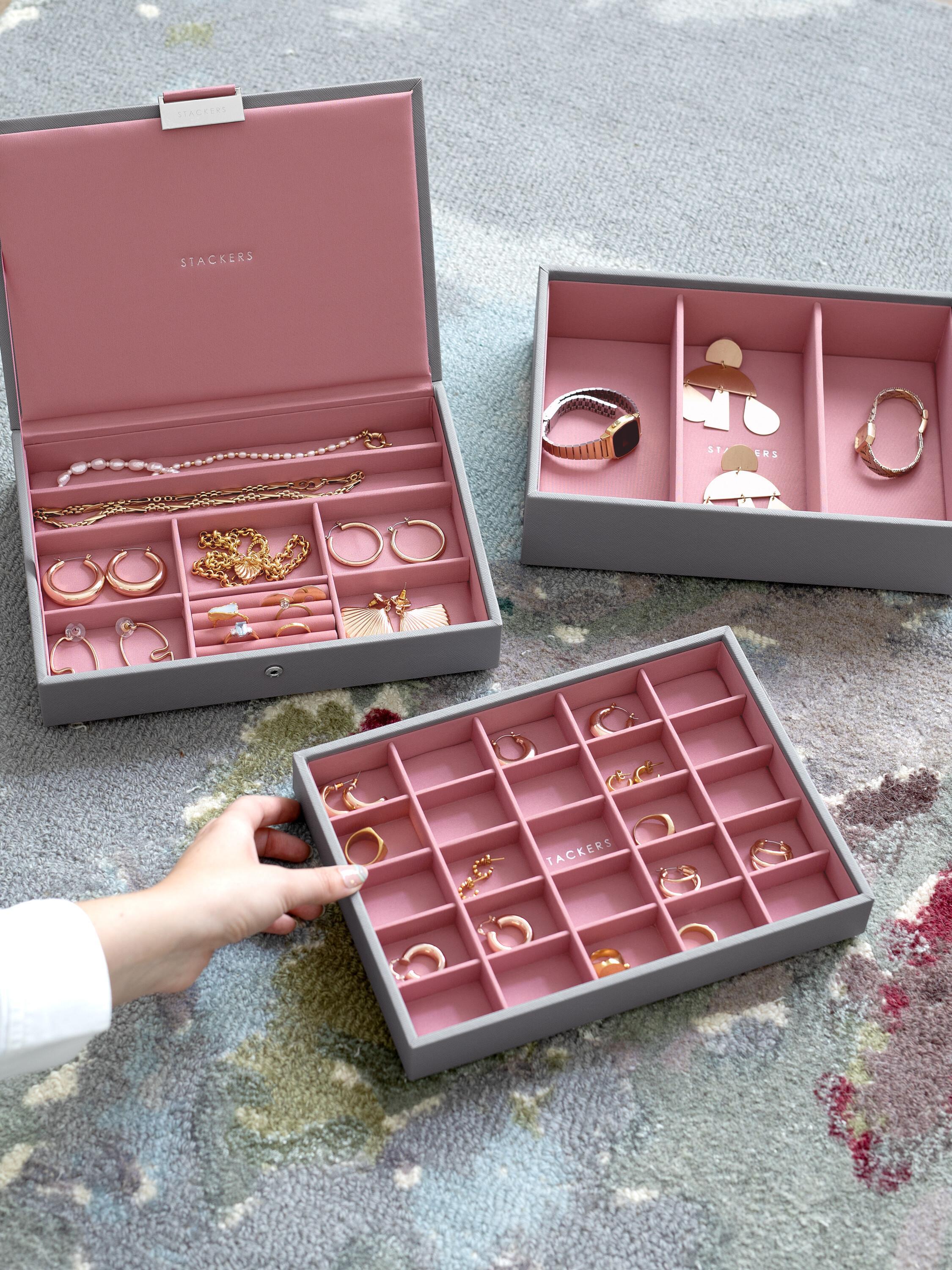 Stackers Classic Jewellery Box - Dove grey and rose gold image 1