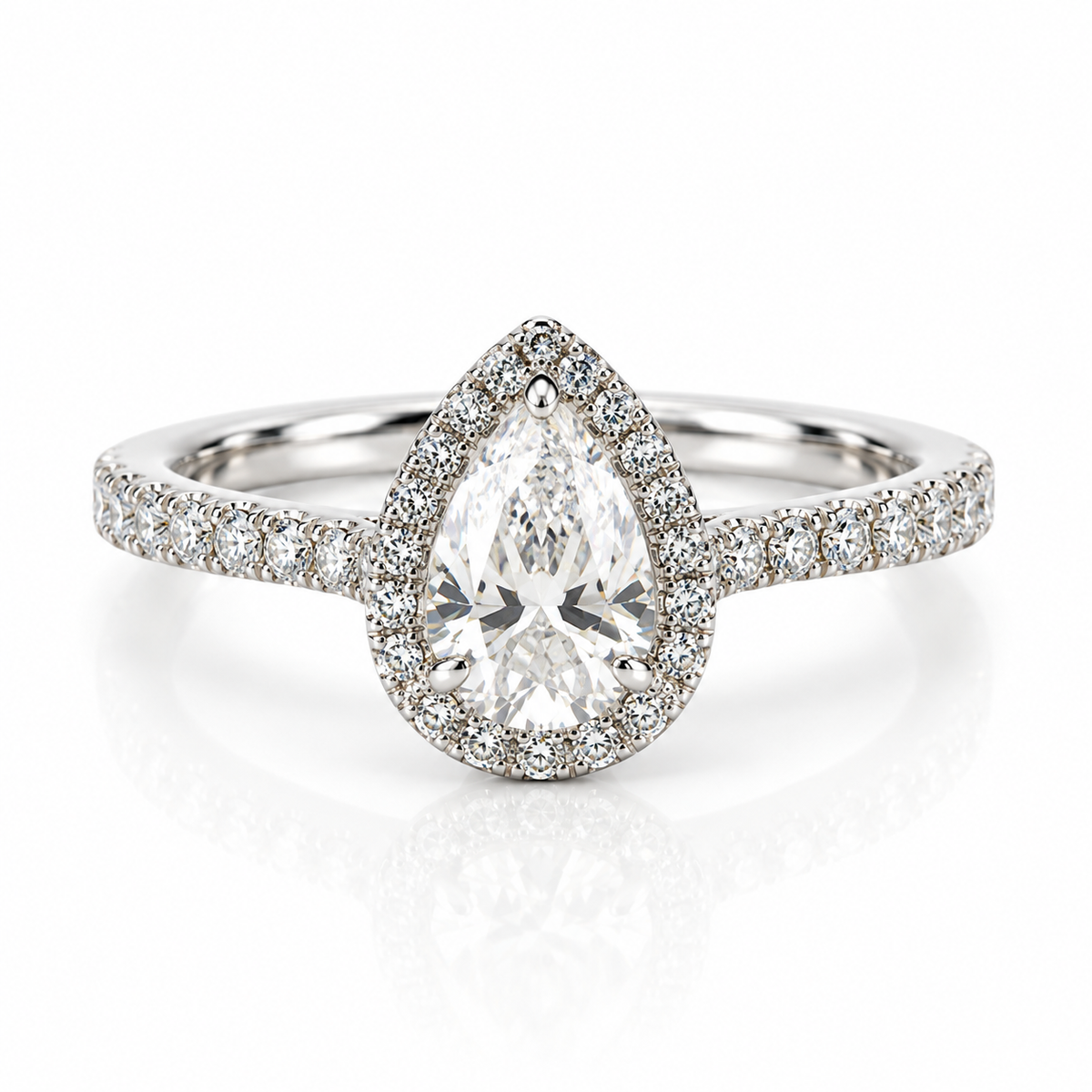 9kt Pear Cut Halo Diamond Engagement Ring