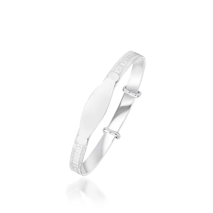 Heart Design Baby Bangle with ID Engraving Plate