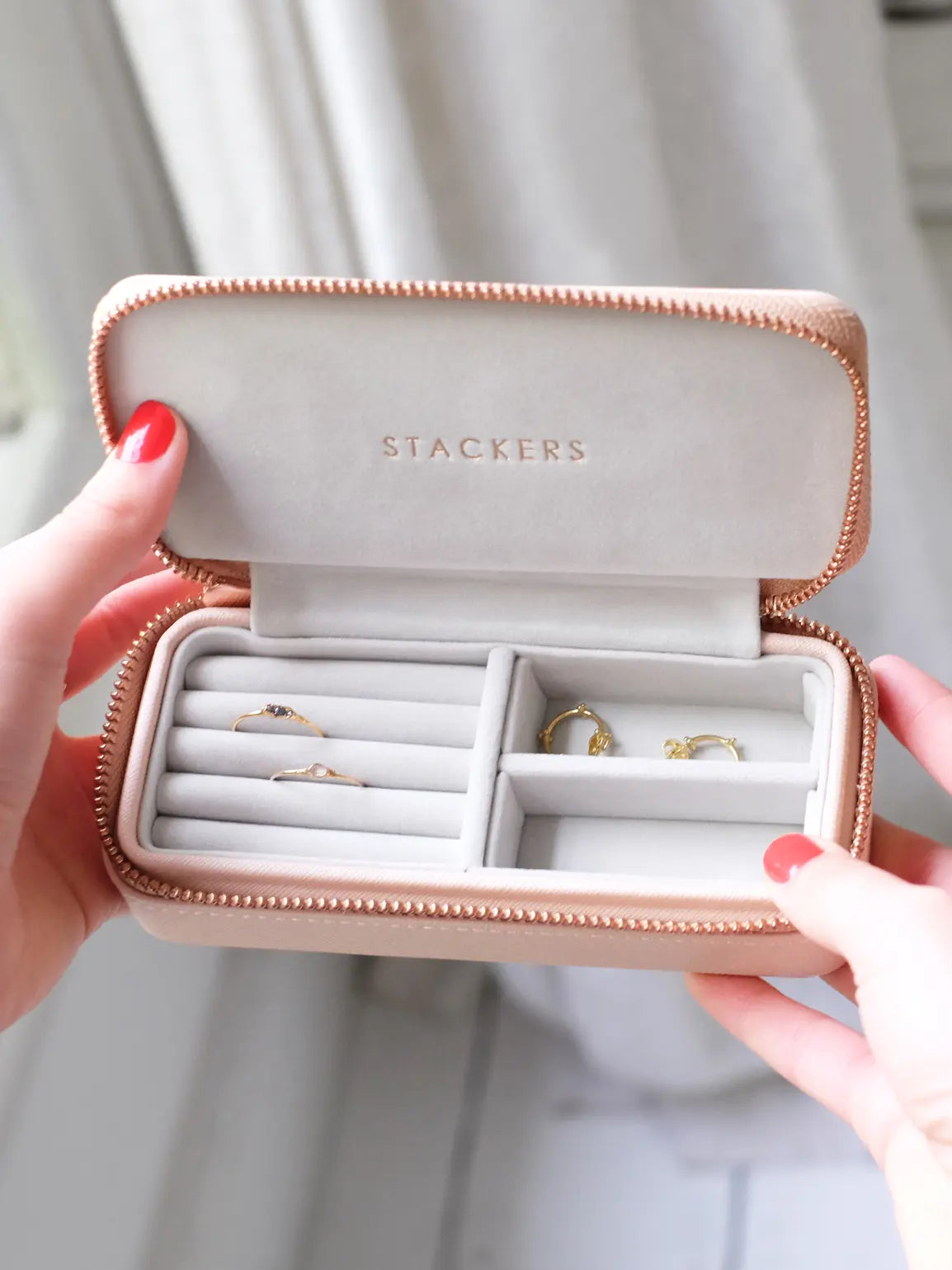 Stackers Zipped Travel Jewellery Box - Blush and Rose Gold image 1