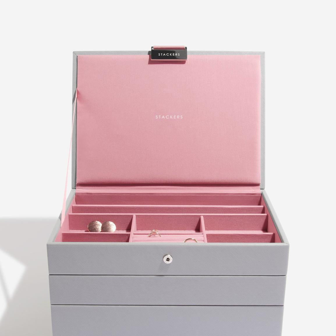Classic Jewellery Box - Dove grey and rose gold