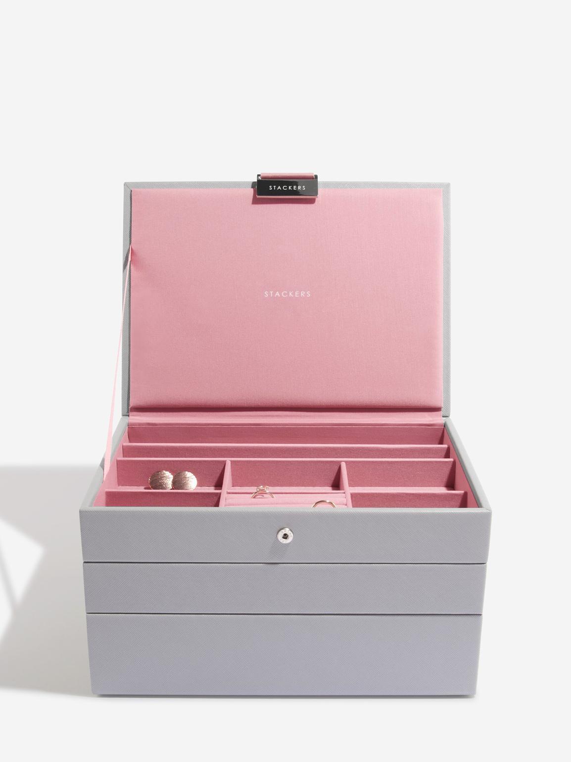 Classic Jewellery Box - Dove grey and rose gold