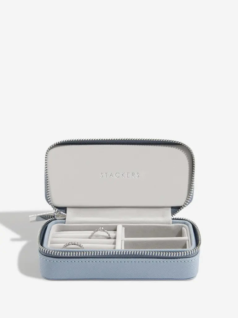 Zipped Travel Jewellery Box - Dusky Blue
