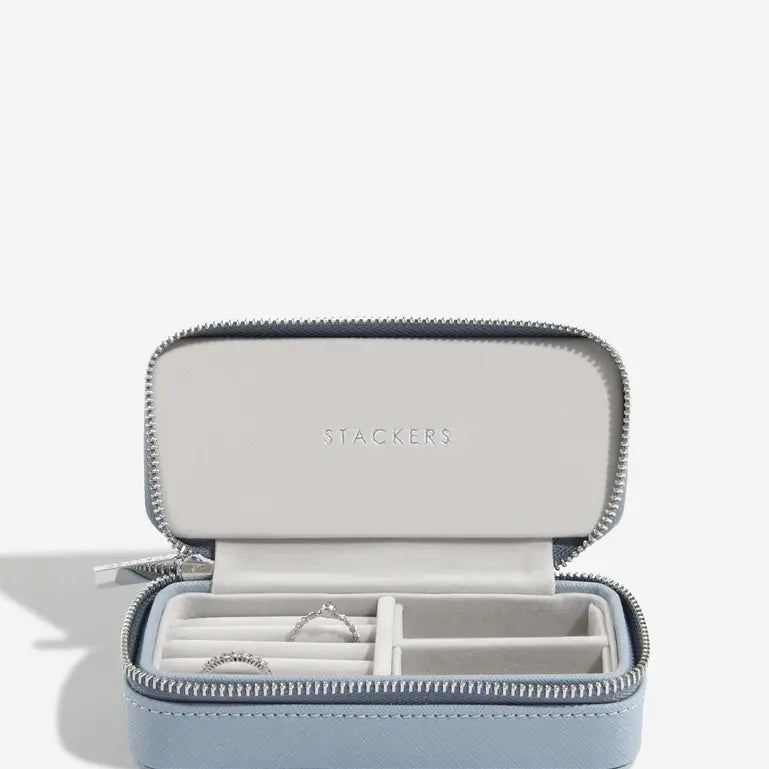 Zipped Travel Jewellery Box - Dusky Blue