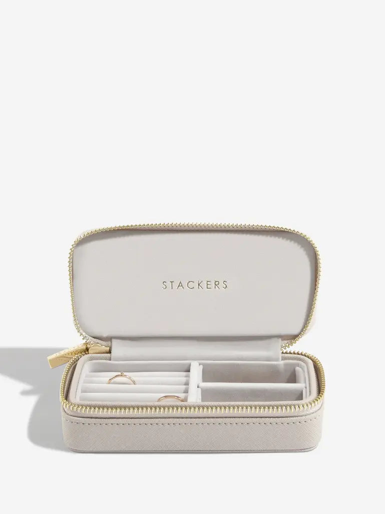 Zipped Travel Jewellery Box - Taupe