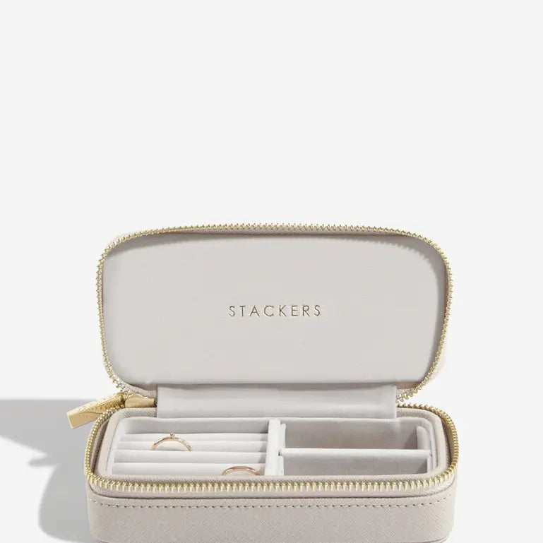 Zipped Travel Jewellery Box - Taupe