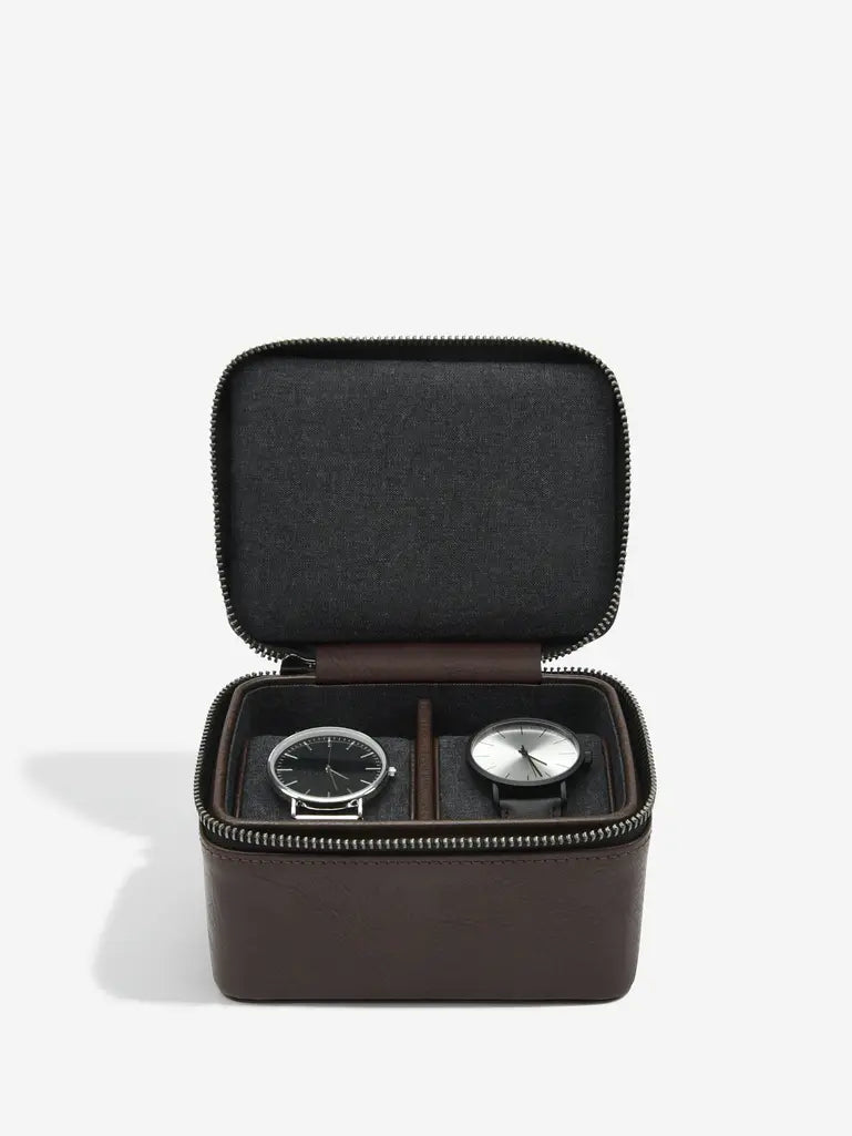 Zipped Travel Watch Box - Brown