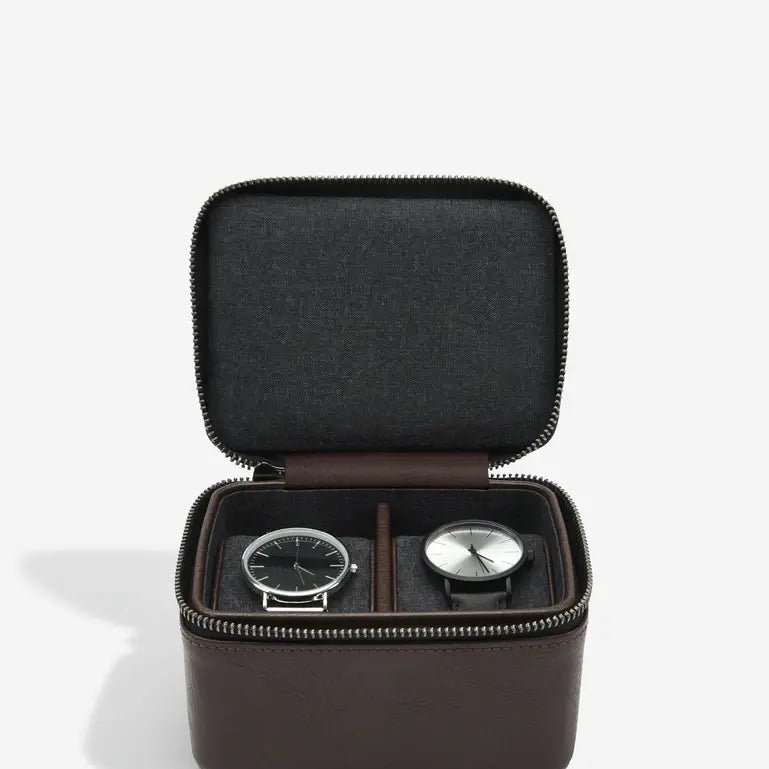Zipped Travel Watch Box - Brown