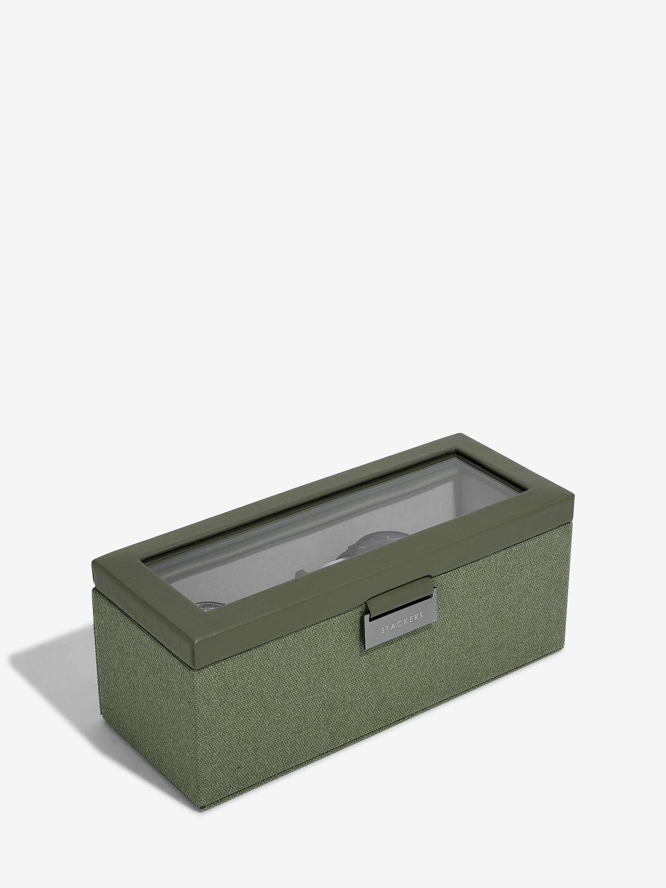 Green Canvas 4 Piece Watch Box