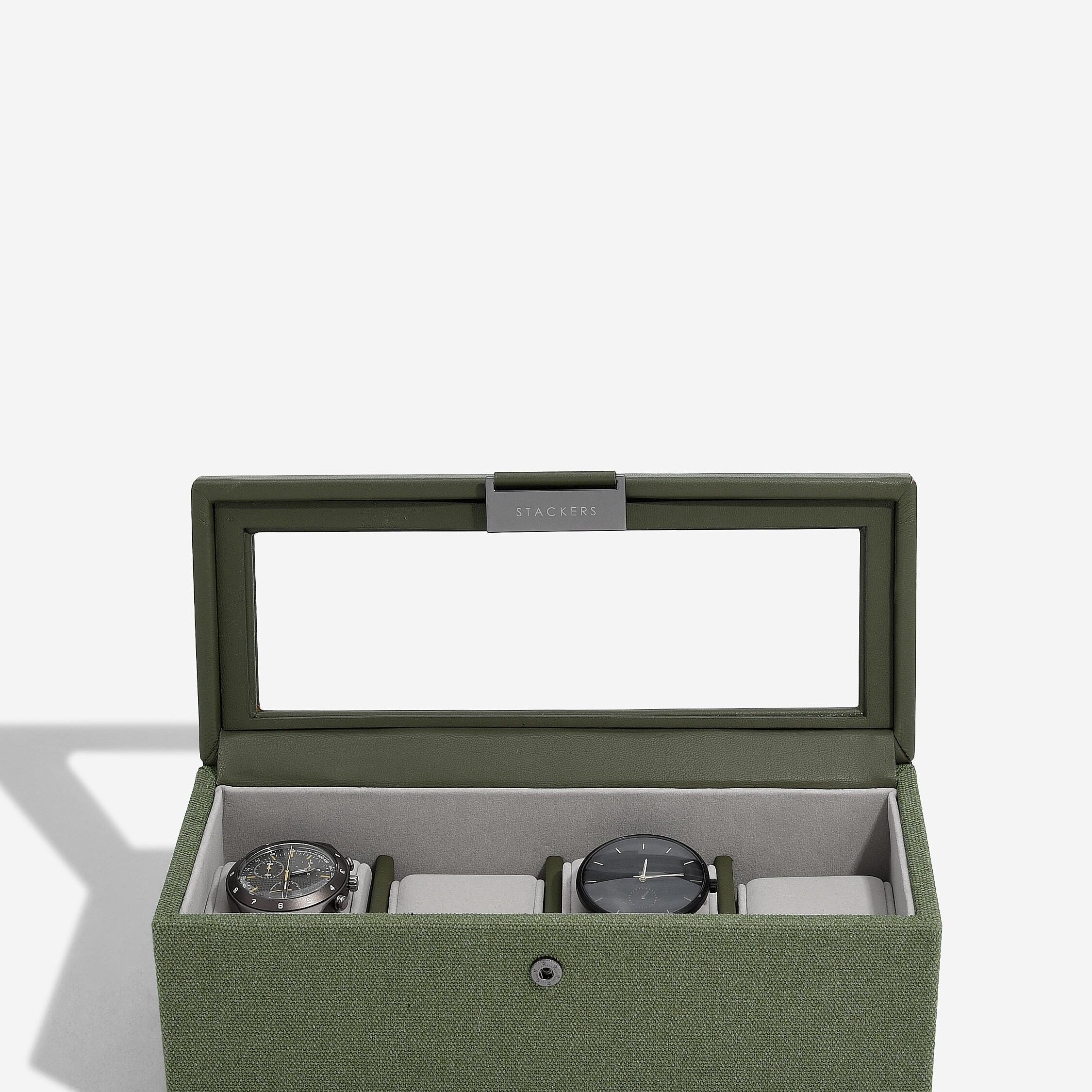 Green Canvas 4 Piece Watch Box