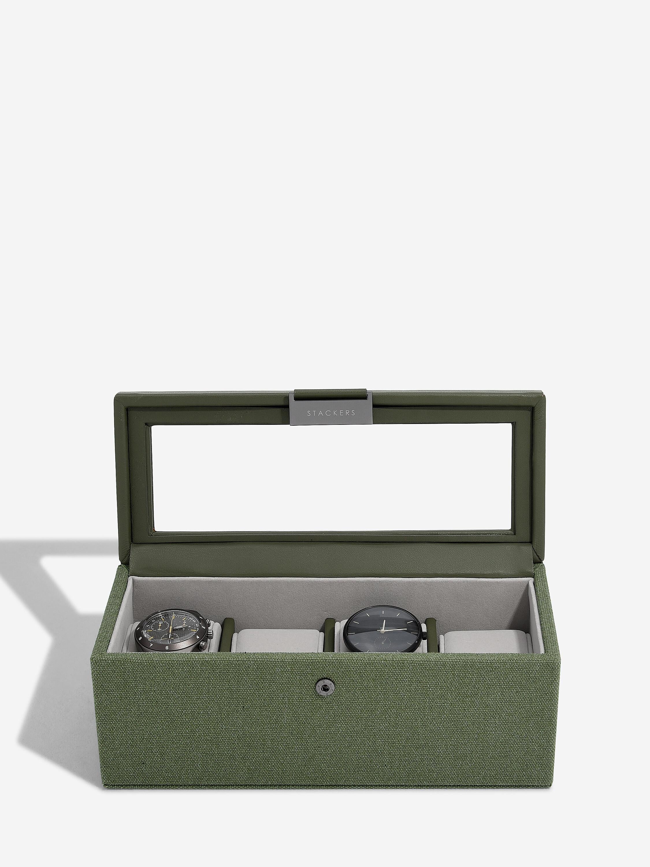 Green Canvas 4 Piece Watch Box