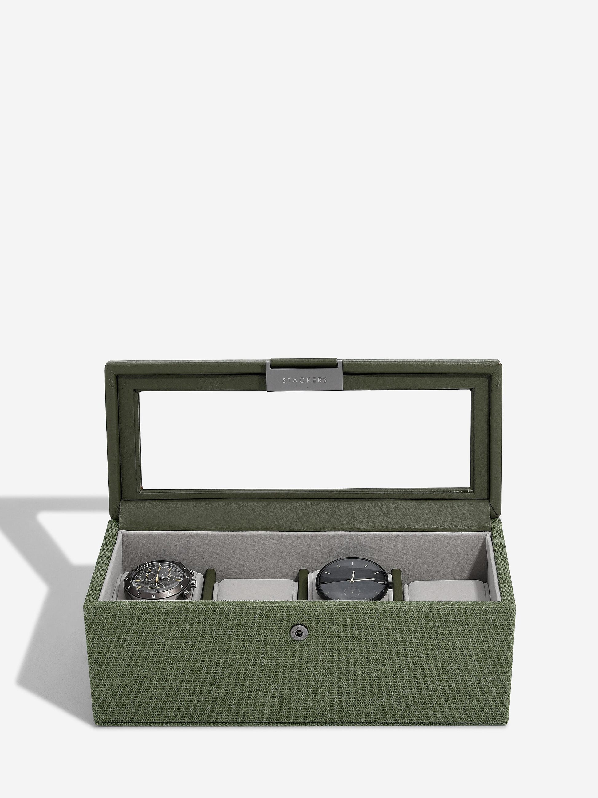 Green Canvas 4 Piece Watch Box