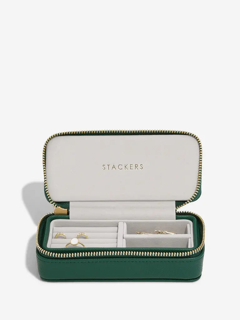 Zipped Travel Jewellery Box - Forest Green