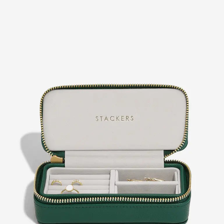 Zipped Travel Jewellery Box - Forest Green