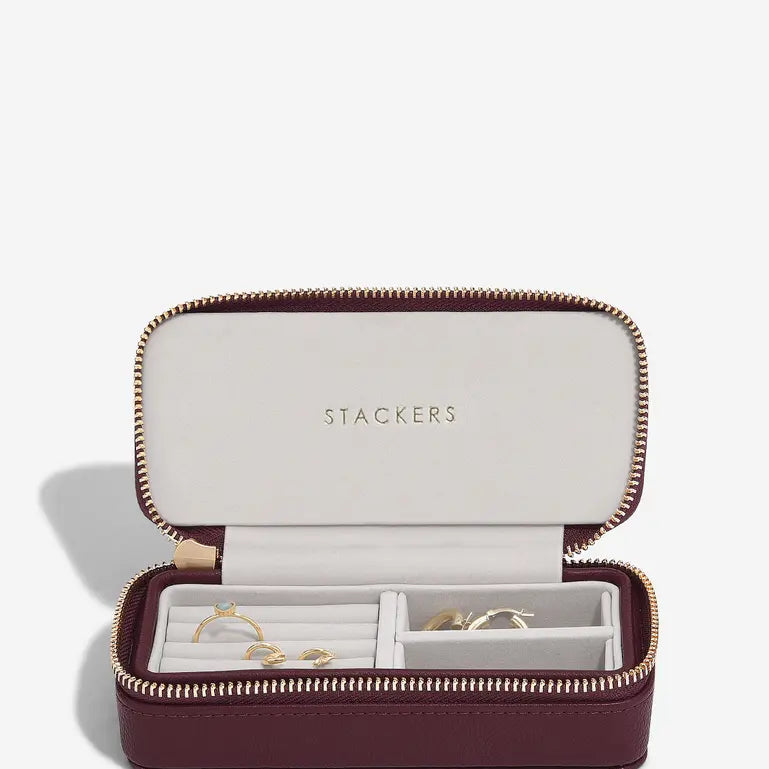 Zipped Travel Jewellery Box - Burgandy