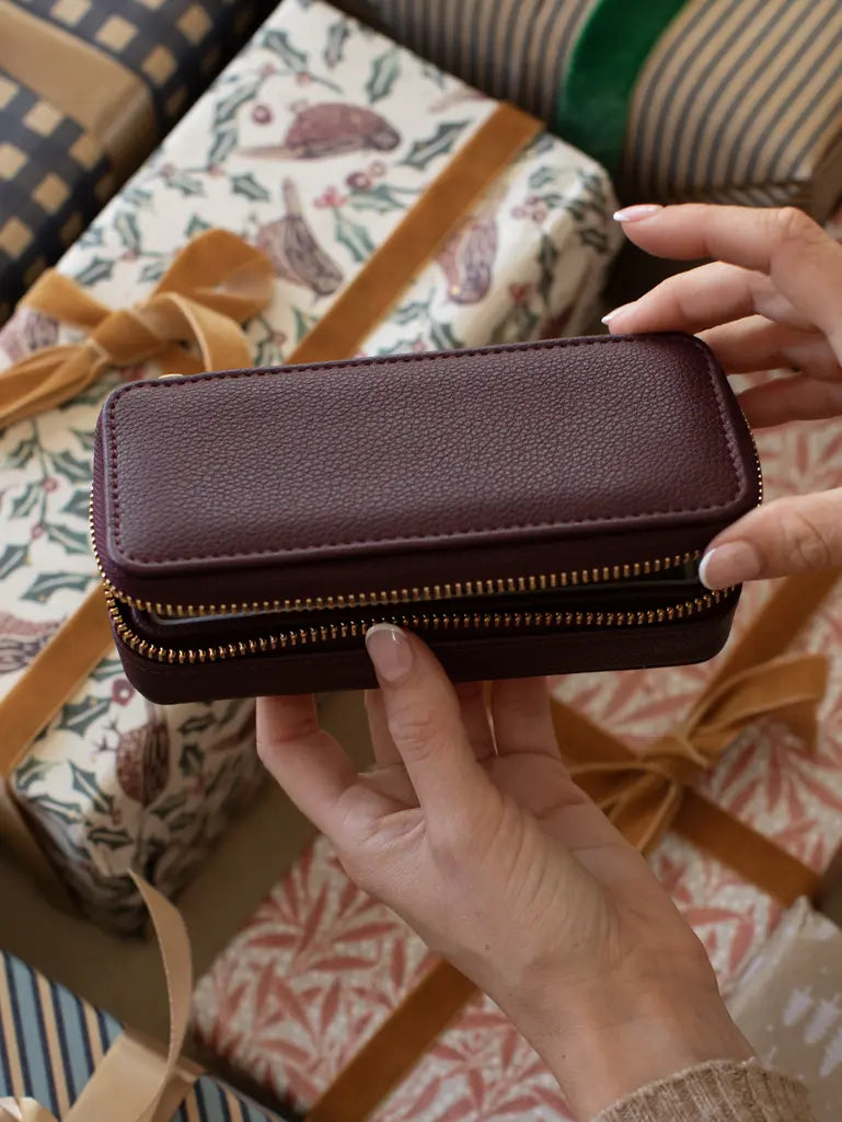 Zipped Travel Jewellery Box - Burgandy