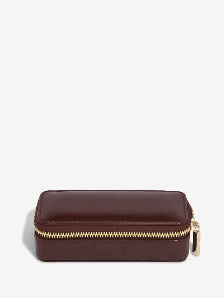 Zipped Travel Jewellery Box - Patent Cherry