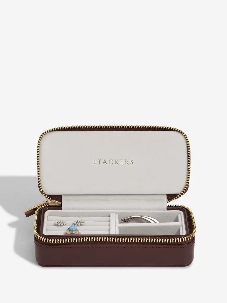 Zipped Travel Jewellery Box - Patent Cherry