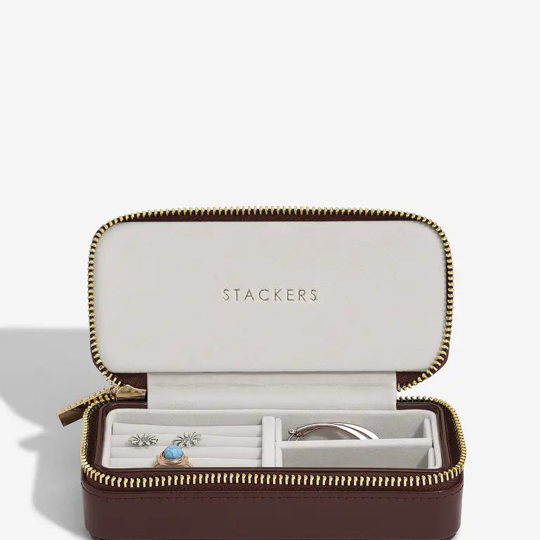 Zipped Travel Jewellery Box - Patent Cherry