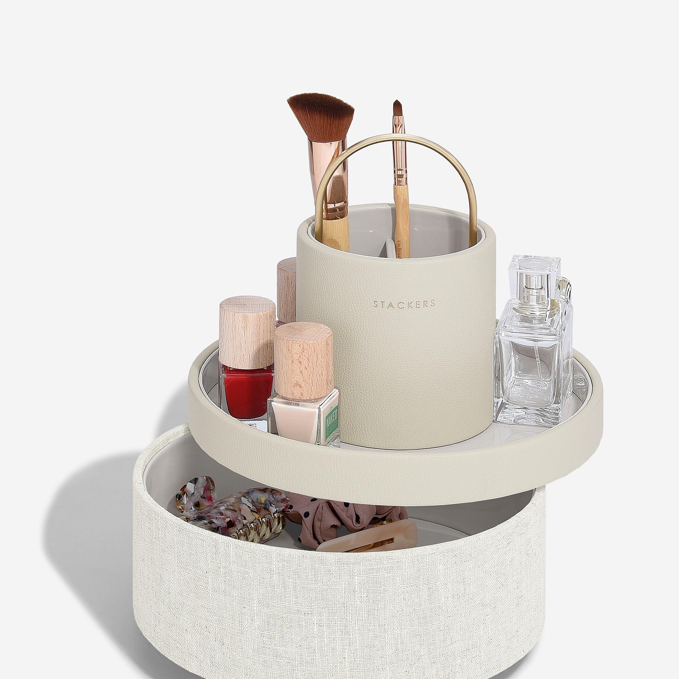 Oatmeal & Linen Rotating Cosmetic Caddy