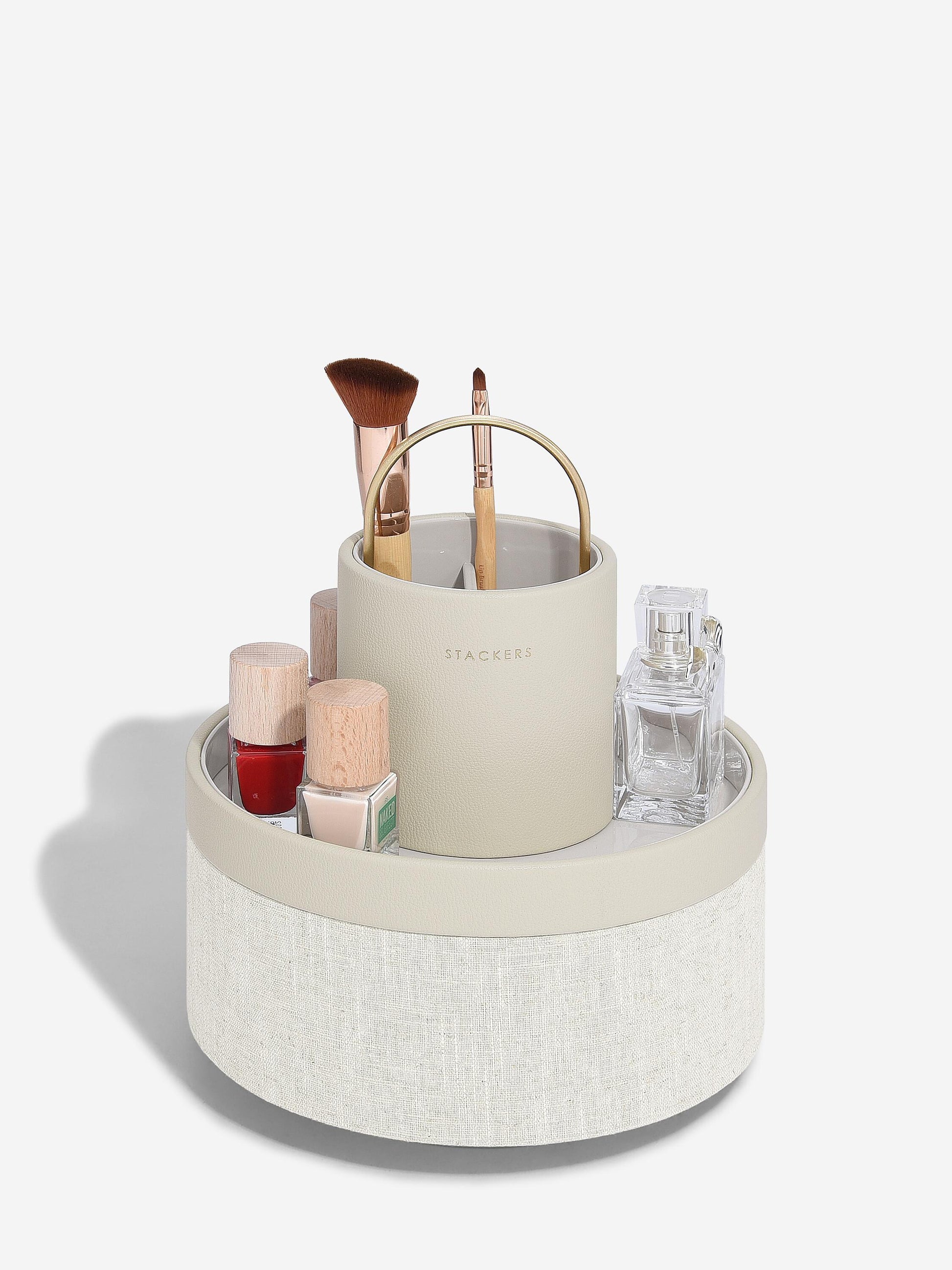 Oatmeal & Linen Rotating Cosmetic Caddy