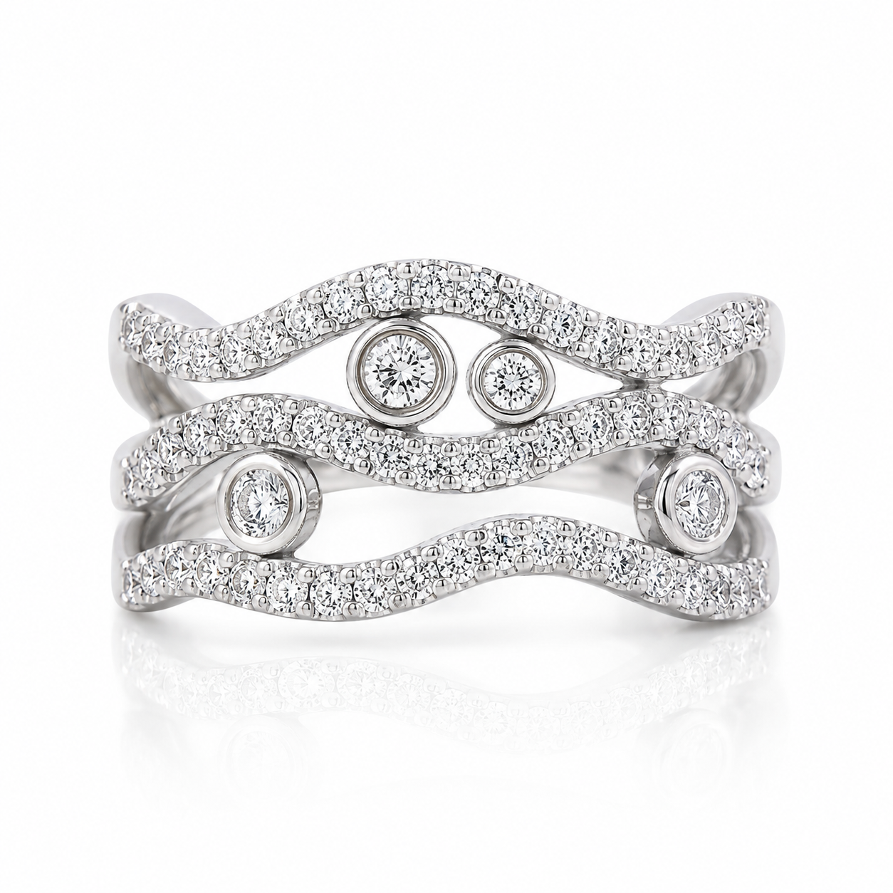 18kt Bubble Multi-Wave Diamond Dress Ring