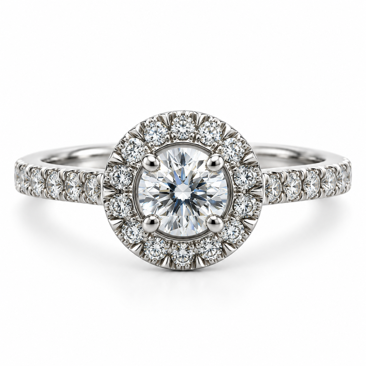 Platinum Round Halo Diamond Engagement Ring