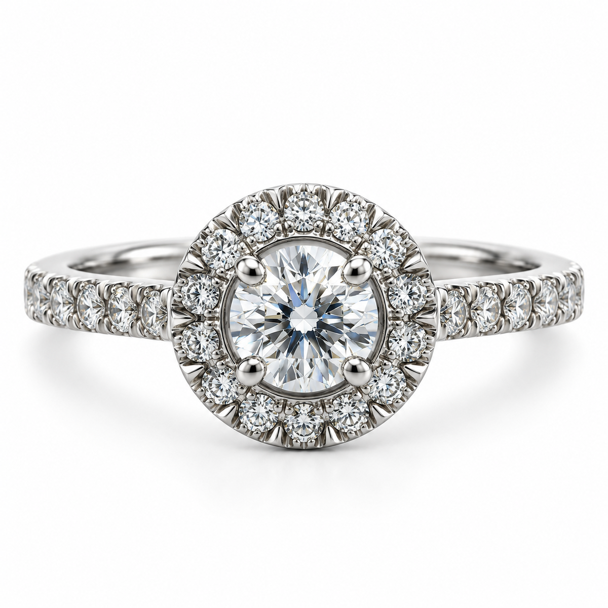 Platinum Round Halo Diamond Engagement Ring