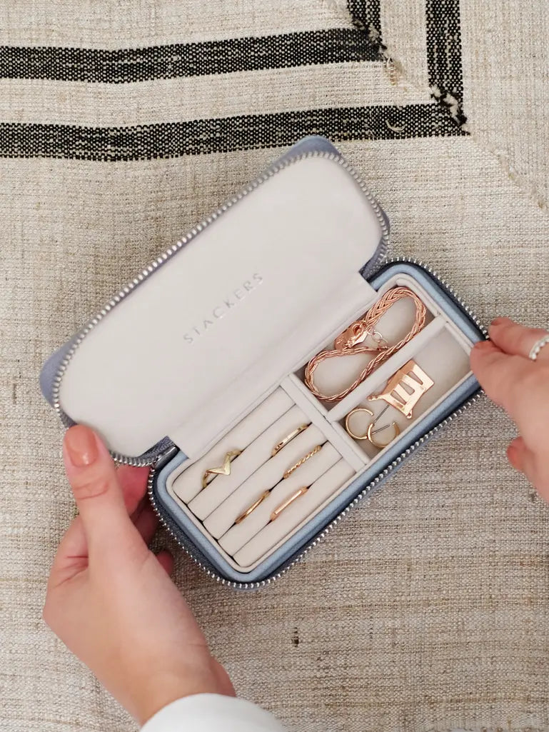 Stackers Zipped Travel Jewellery Box - Dusky Blue image 1