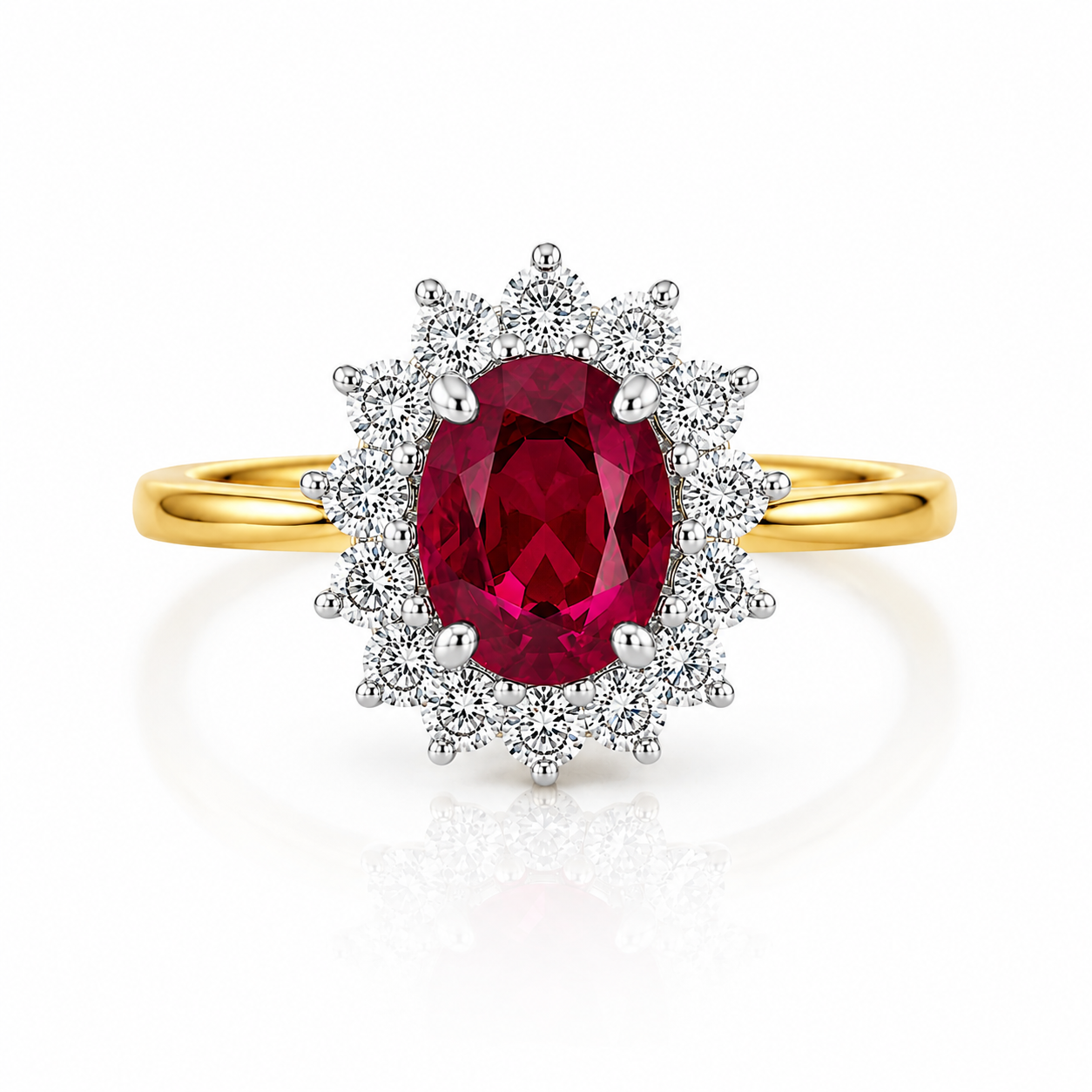 9kt Lab Grown Ruby and Diamond Cluster Dress Ring