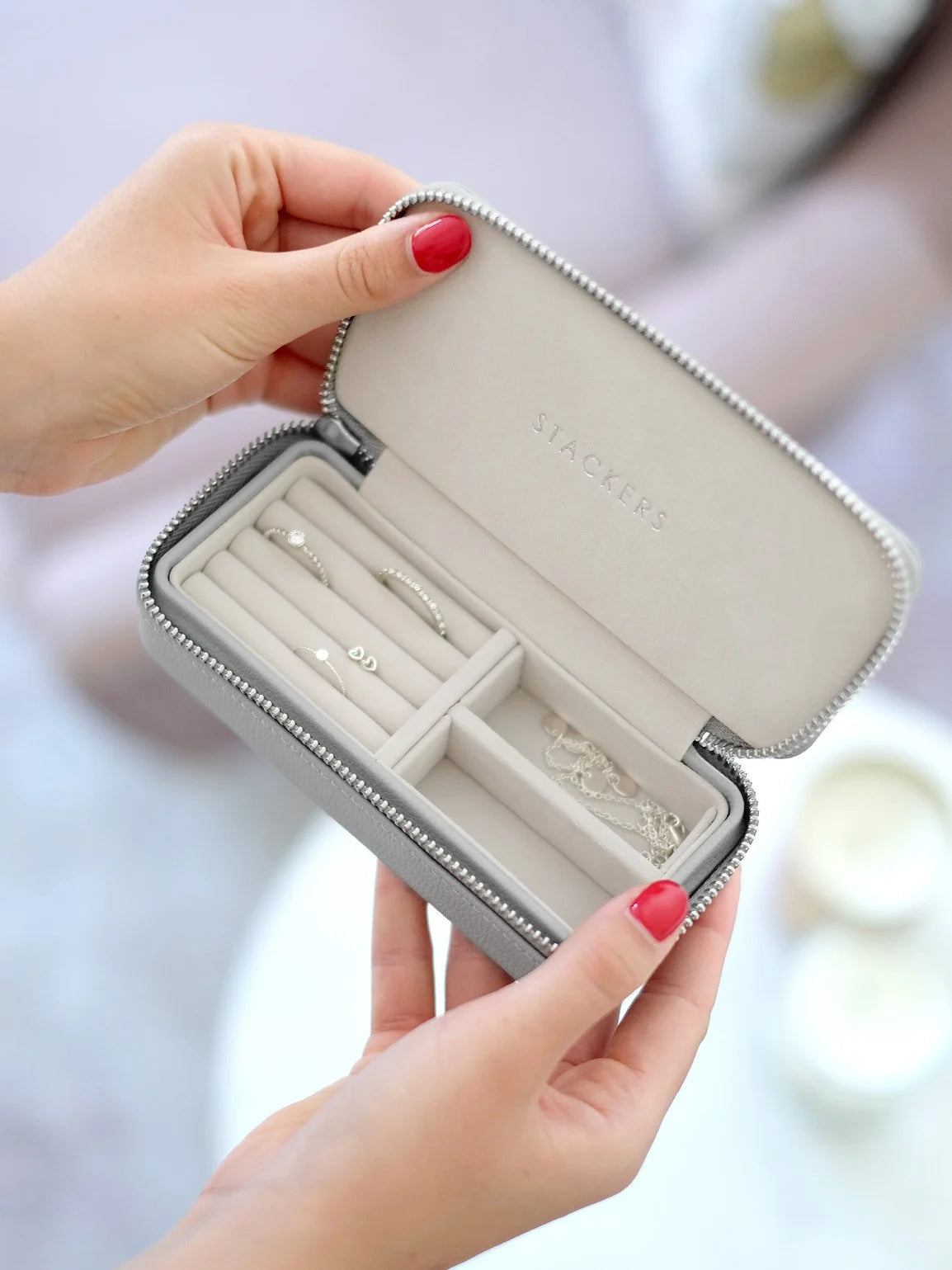 Stackers Zipped Travel Jewellery Box - Pebble Grey image 1