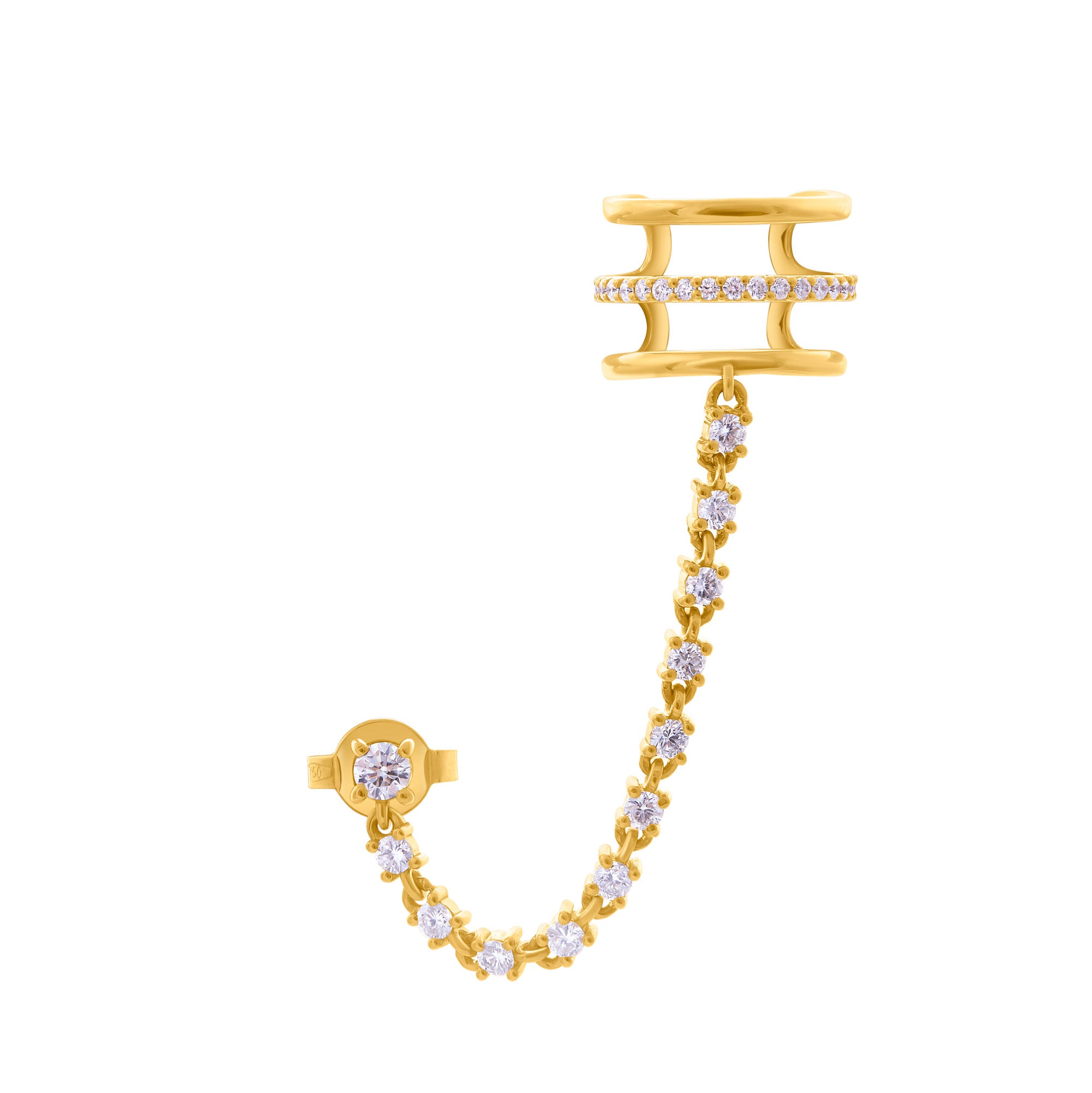 Quartermaine EMCS1 18kt Gold & Diamond Empire Cuff and Stud 11050048 image 0