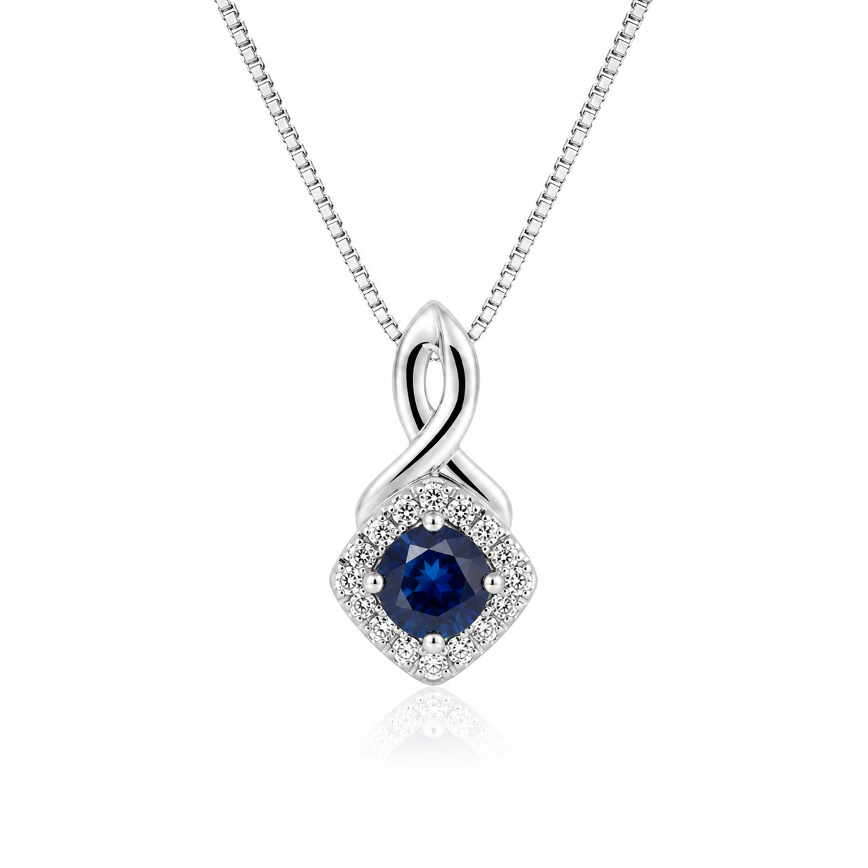 9kt Sapphire and Diamond Cushion Cut Pendant