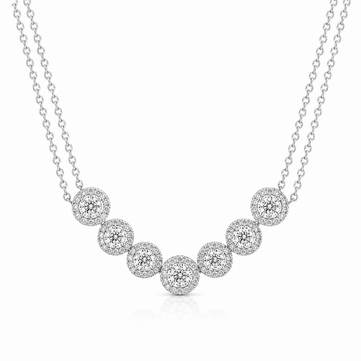18kt Graduated Halo Diamond Pendant