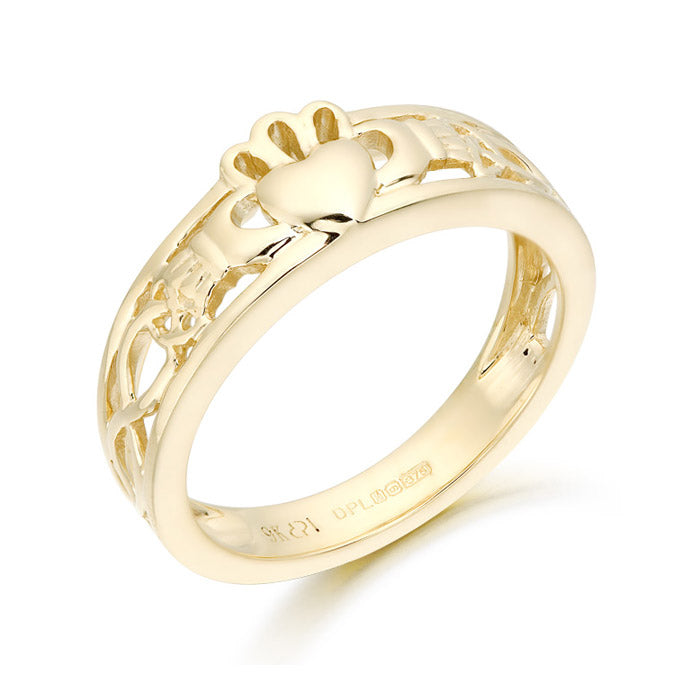 9kt Claddagh Ring with Celtic Knot