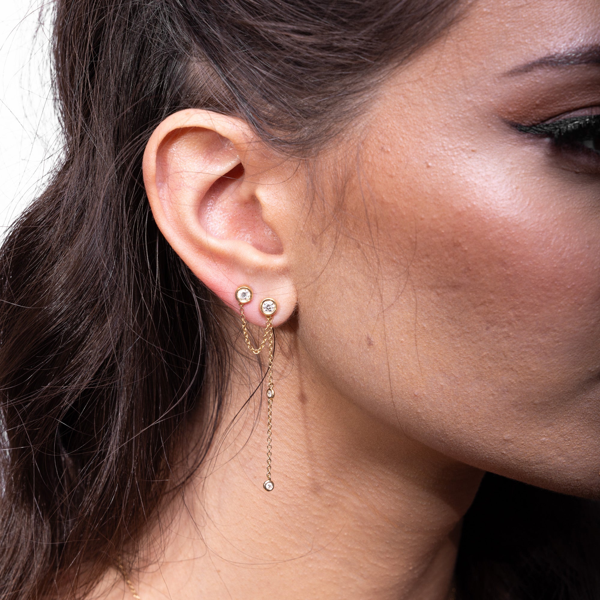 Quartermaine SGER3 18kt Gold & Diamond Signature Double Piercing Earring 1105056 image 1
