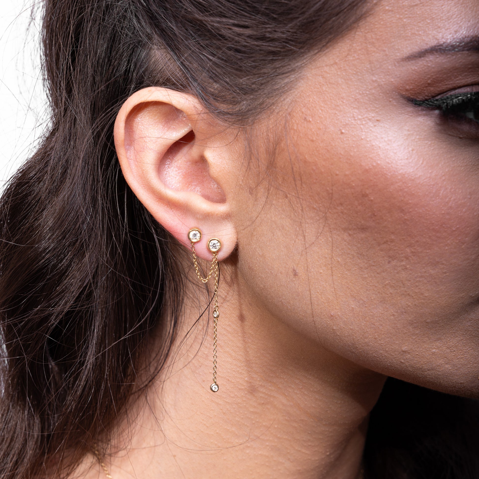 Quartermaine SGER3 18kt Gold & Diamond Signature Double Piercing Earring 1105056 image 1