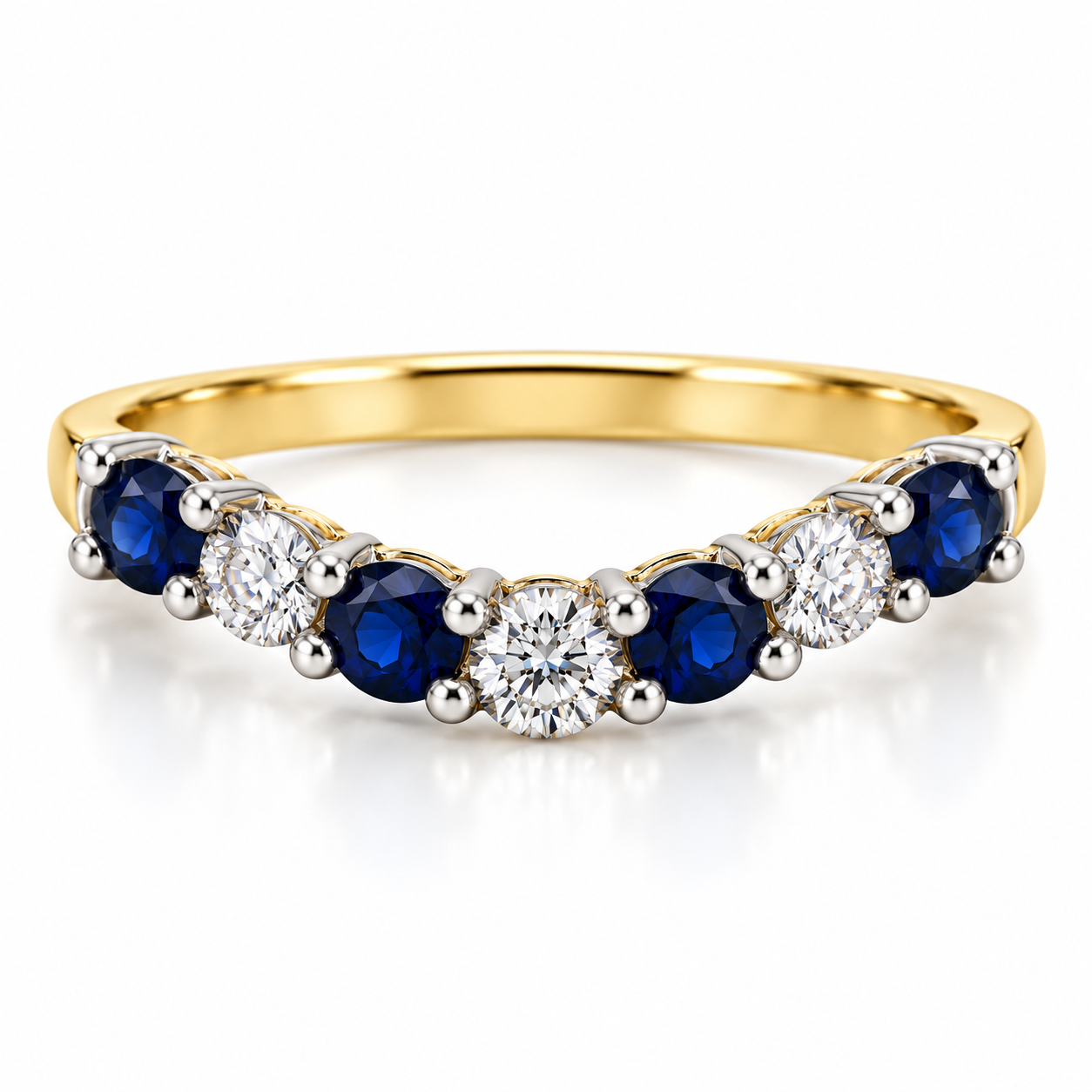 18kt Sapphire and Diamond Wishbone Band