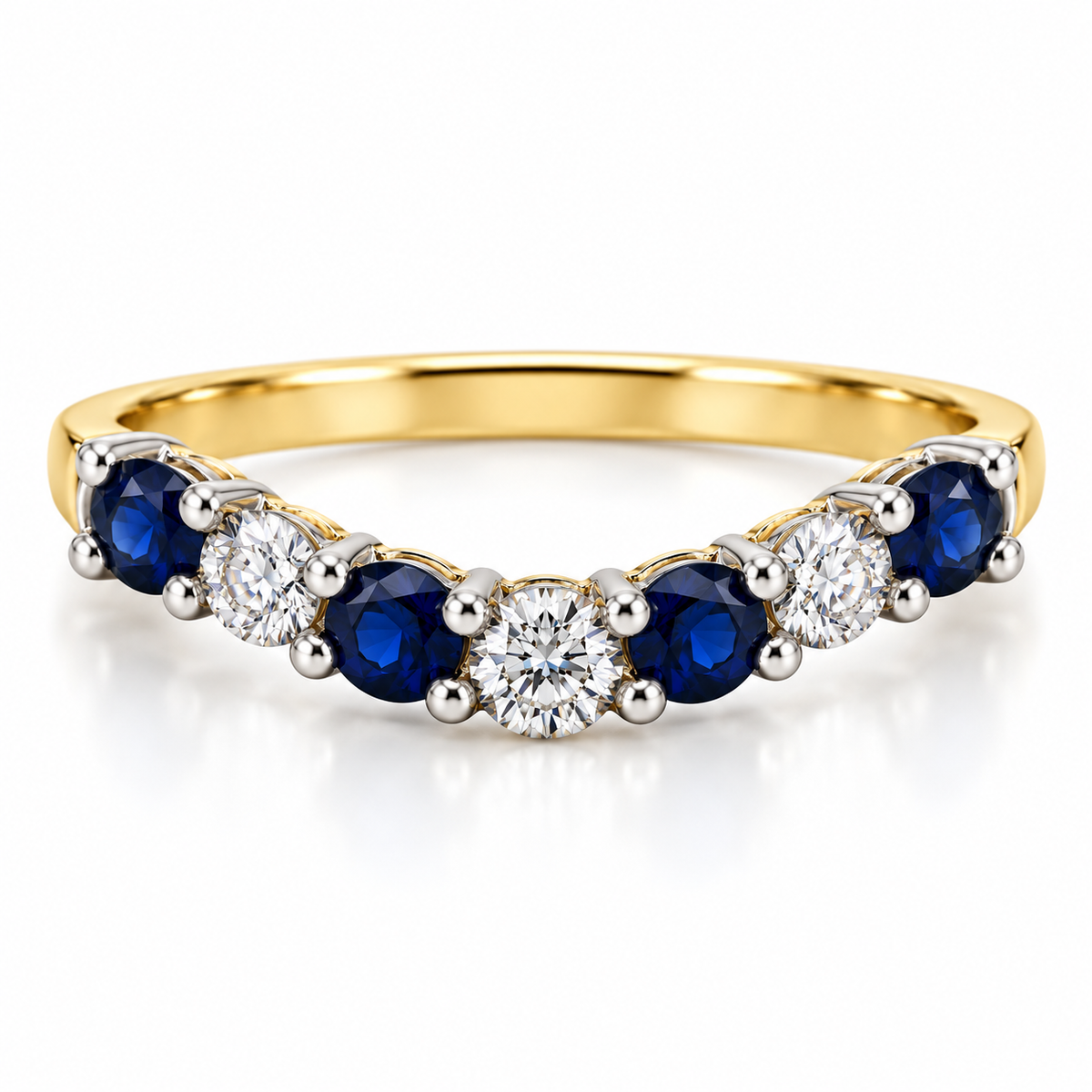 18kt Sapphire and Diamond Wishbone Band