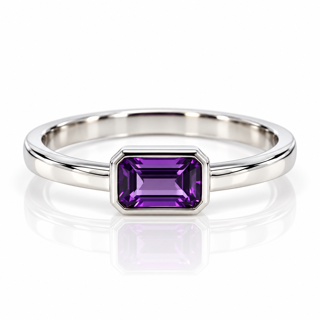 9kt Emerald Cut Amethyst Ring