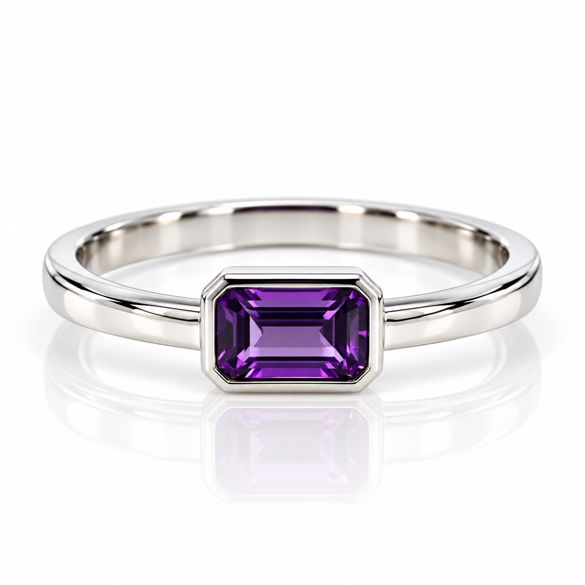 9kt Emerald Cut Amethyst Ring
