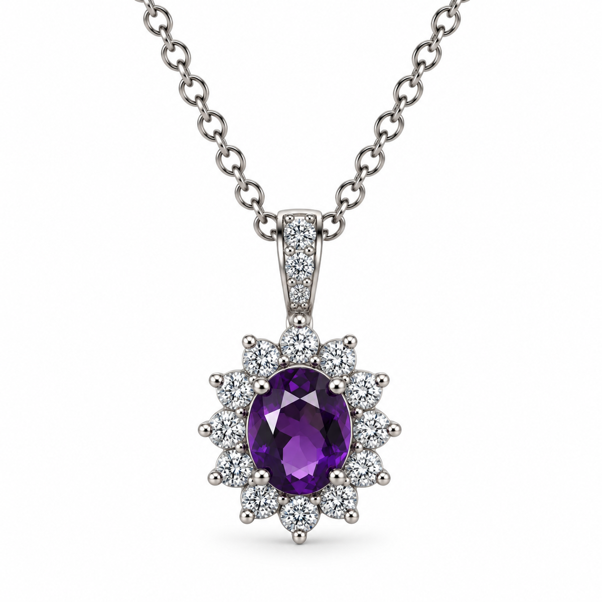 Purple CZ Cluster Pendant