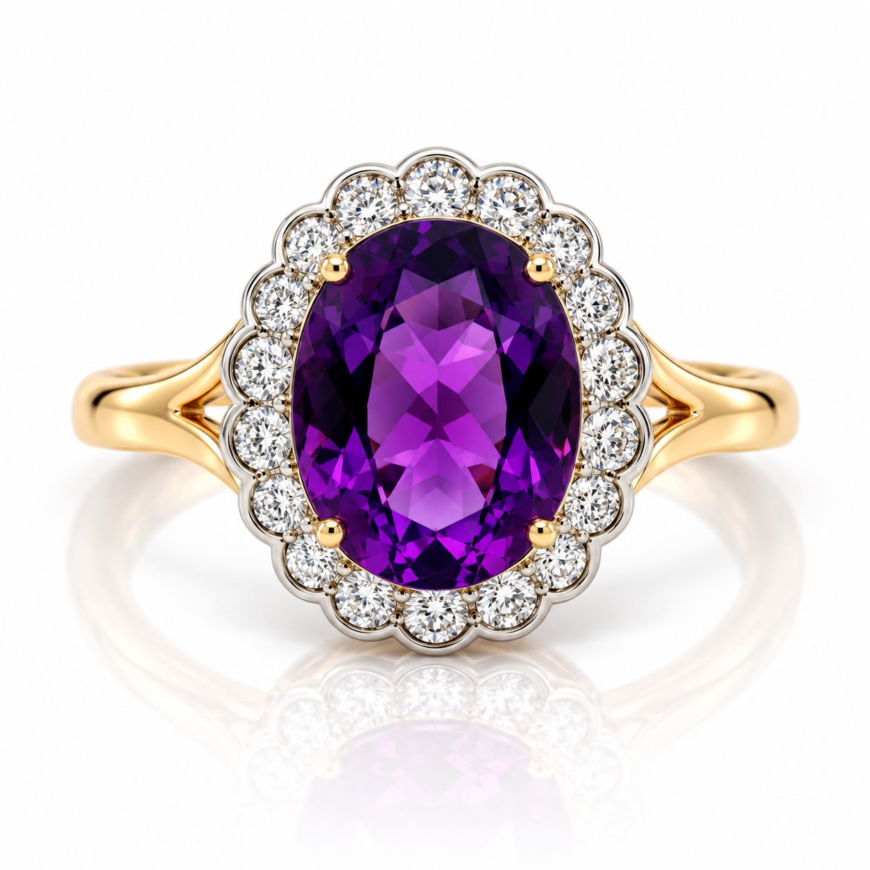9kt Amethyst and Diamond Dress Ring